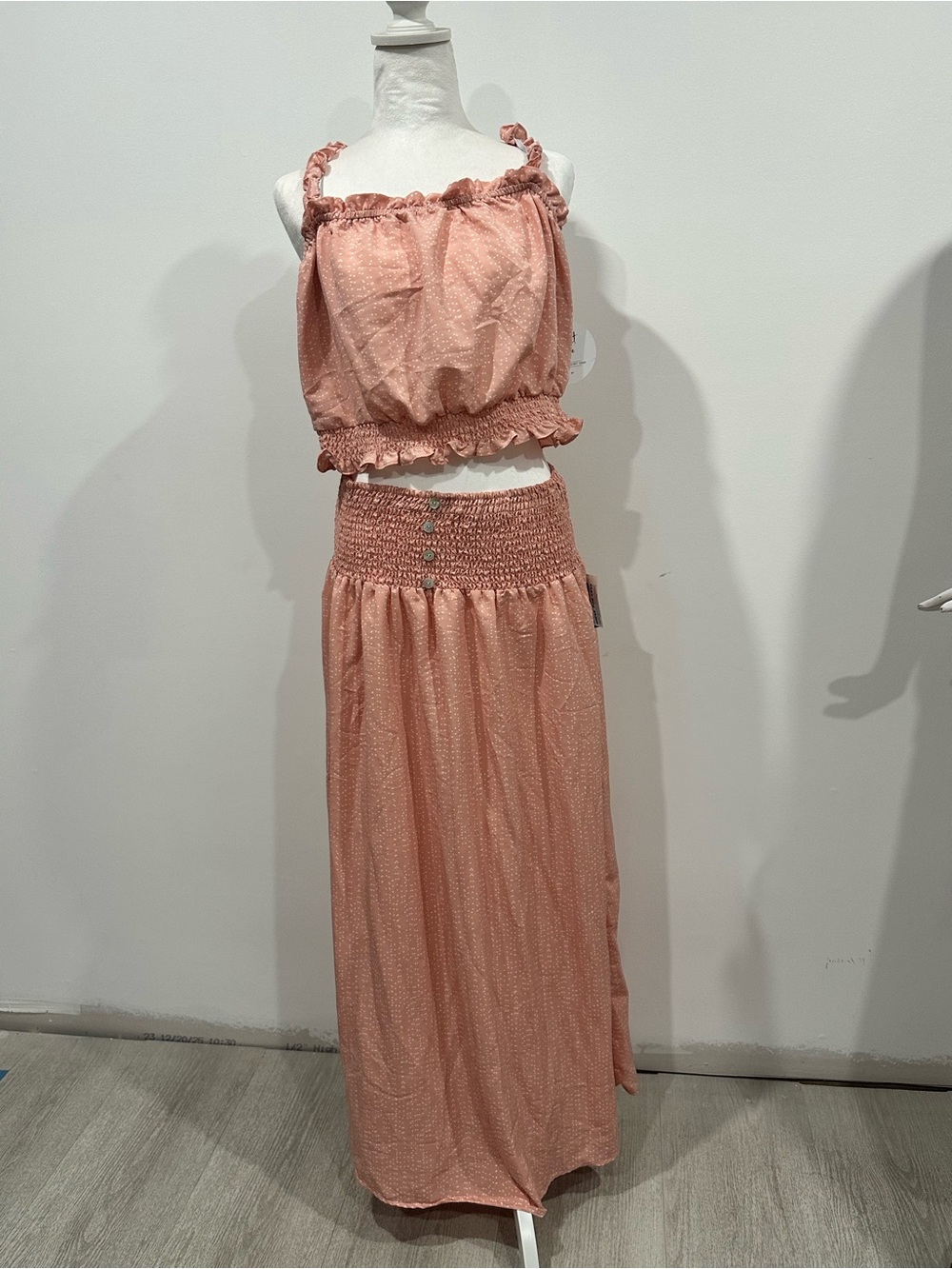 Smocked Waist Maxi Skirt in Dusty Rose